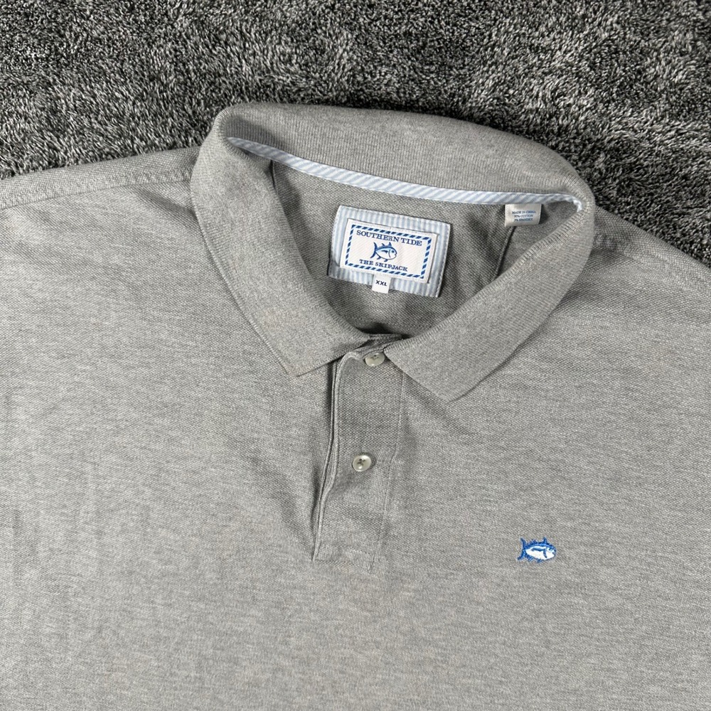 Southern Tide Polo Shirt Mens XXL The Skipjack Gray Stretch Short Sleeve Casual